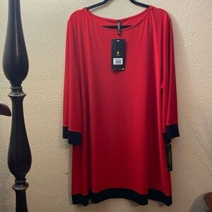 NWT $168 IC Collection By Connie K Sequin Red Long Sleeve Tunic Top Sz 3X